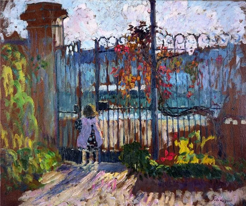 Nono al cancello del giardino Lagny